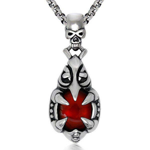 Direct Selling New Jewelry Natural Retro Skull Garnet Opal Pendant Necklace Fashion Trendsetter Costume Jewelry